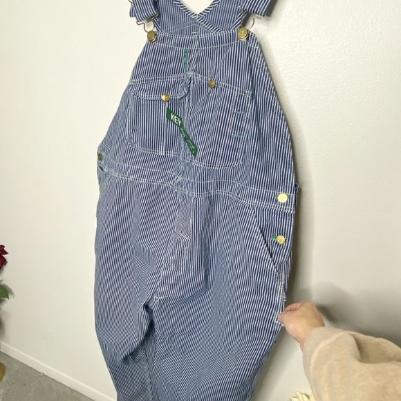 Vintage Key Imperial Blue Pinstripe Conductor Bib Overalls 46x30 - Picture 4 of 13